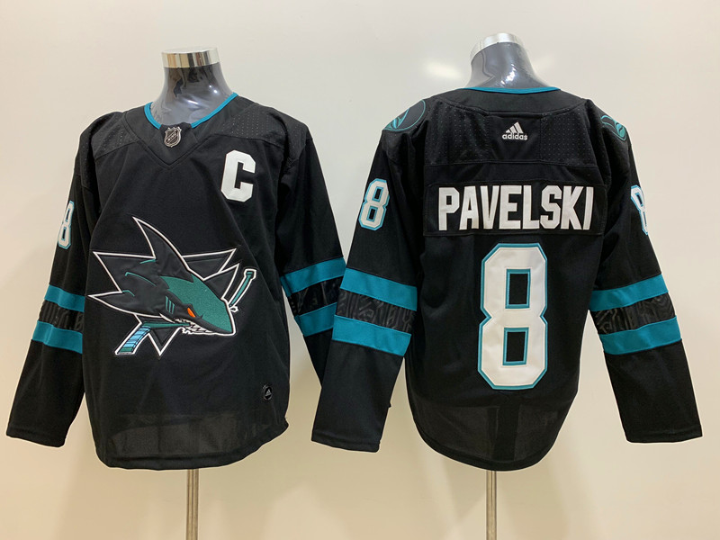 Men's San Jose Sharks Joe Pavelski #8 Black Breakaway Jersey